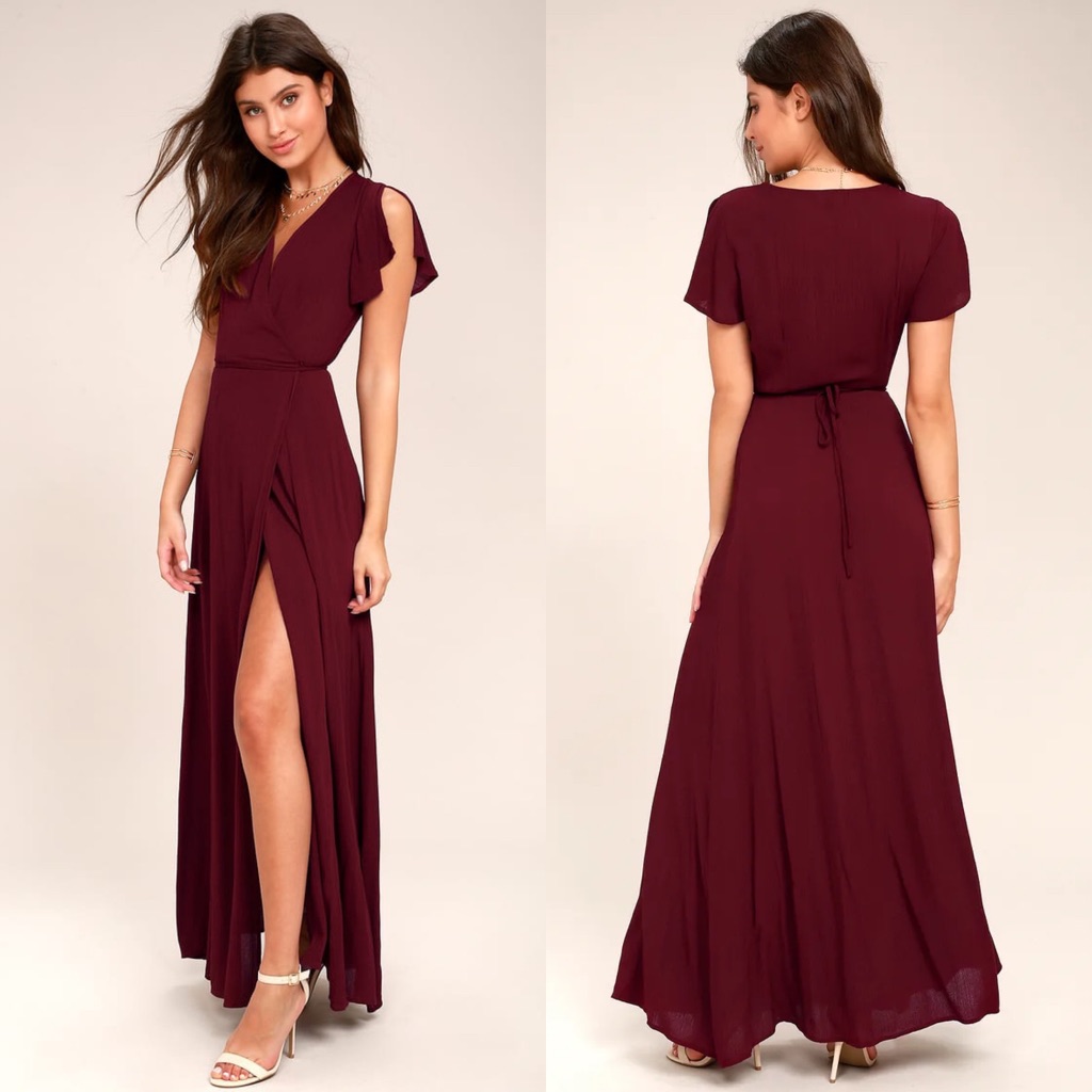 Heart Of Marigold Burgundy Wrap Maxi Dress